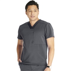Men's V-Neck Zip Pocket Scrub Top